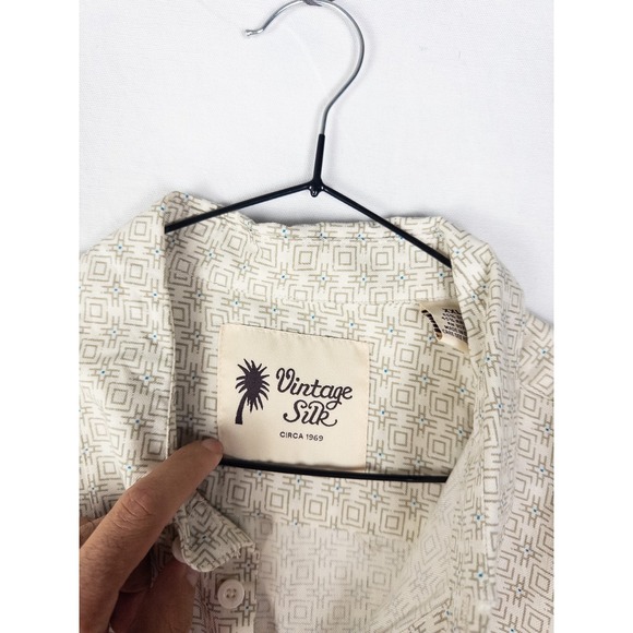 Vintage Silk Circa 1969 Shirt Mens 2XL Geometric Silk Blend Button Up Coastal - Picture 4 of 6